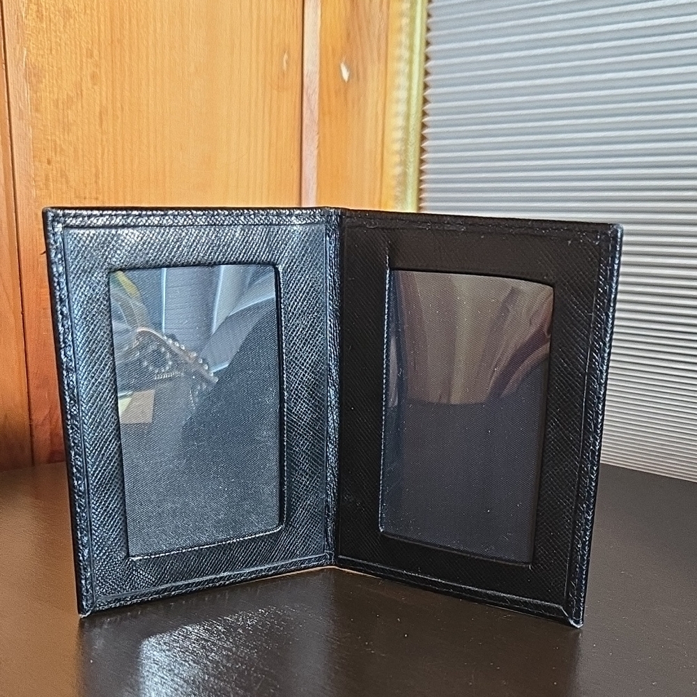 Crane's Black Leather Bi-Fold Photo Frame